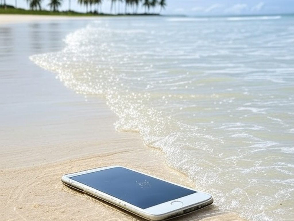 Celular intacto recuperado após 15 dias submerso no mar de Maragogi, Alagoas, Brasil.