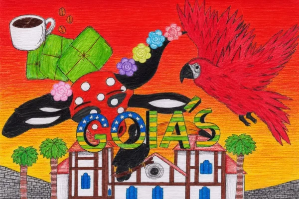 Arte baseada no desenho da aluna Mariah, de Aparecida